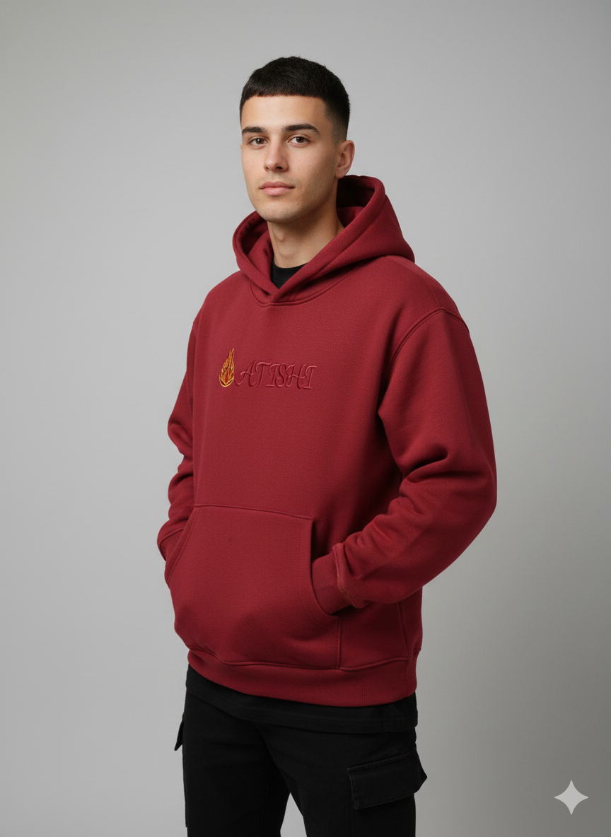 Premium Burgundy with Flame Embroidery