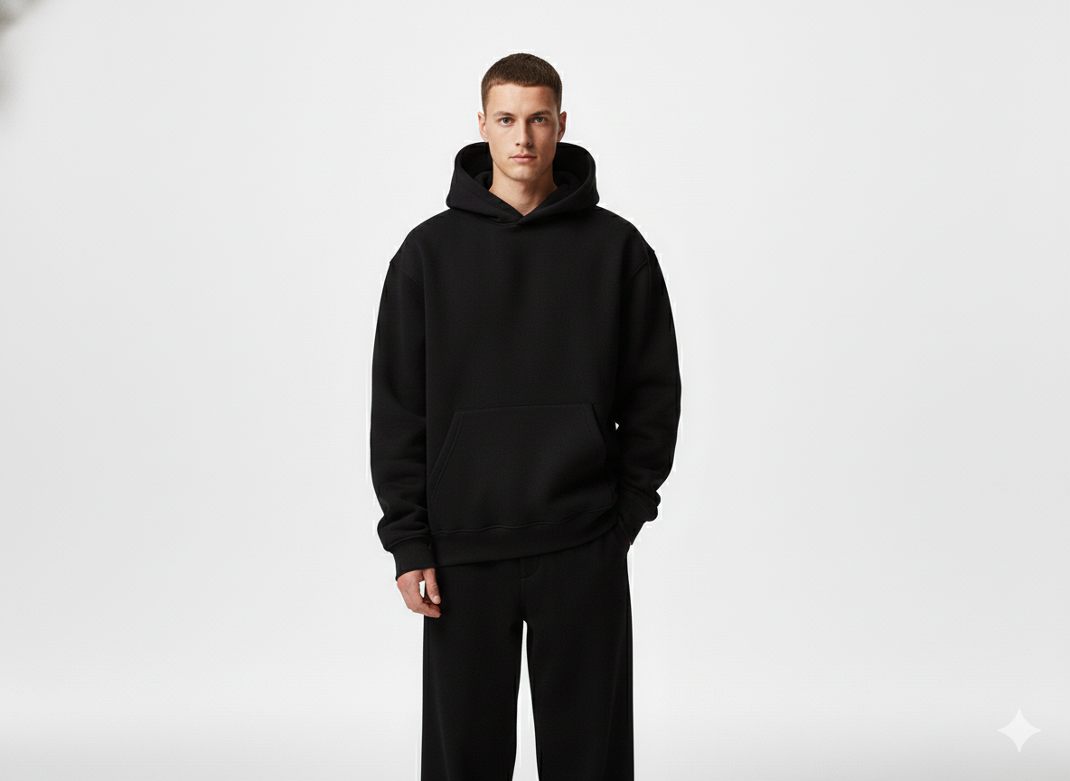 The Core Black Minimalist Hoodie