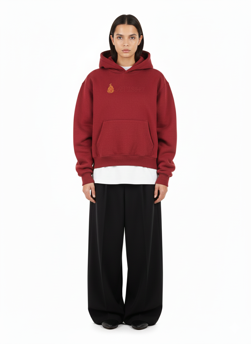 Premium Burgundy with Flame Embroidery