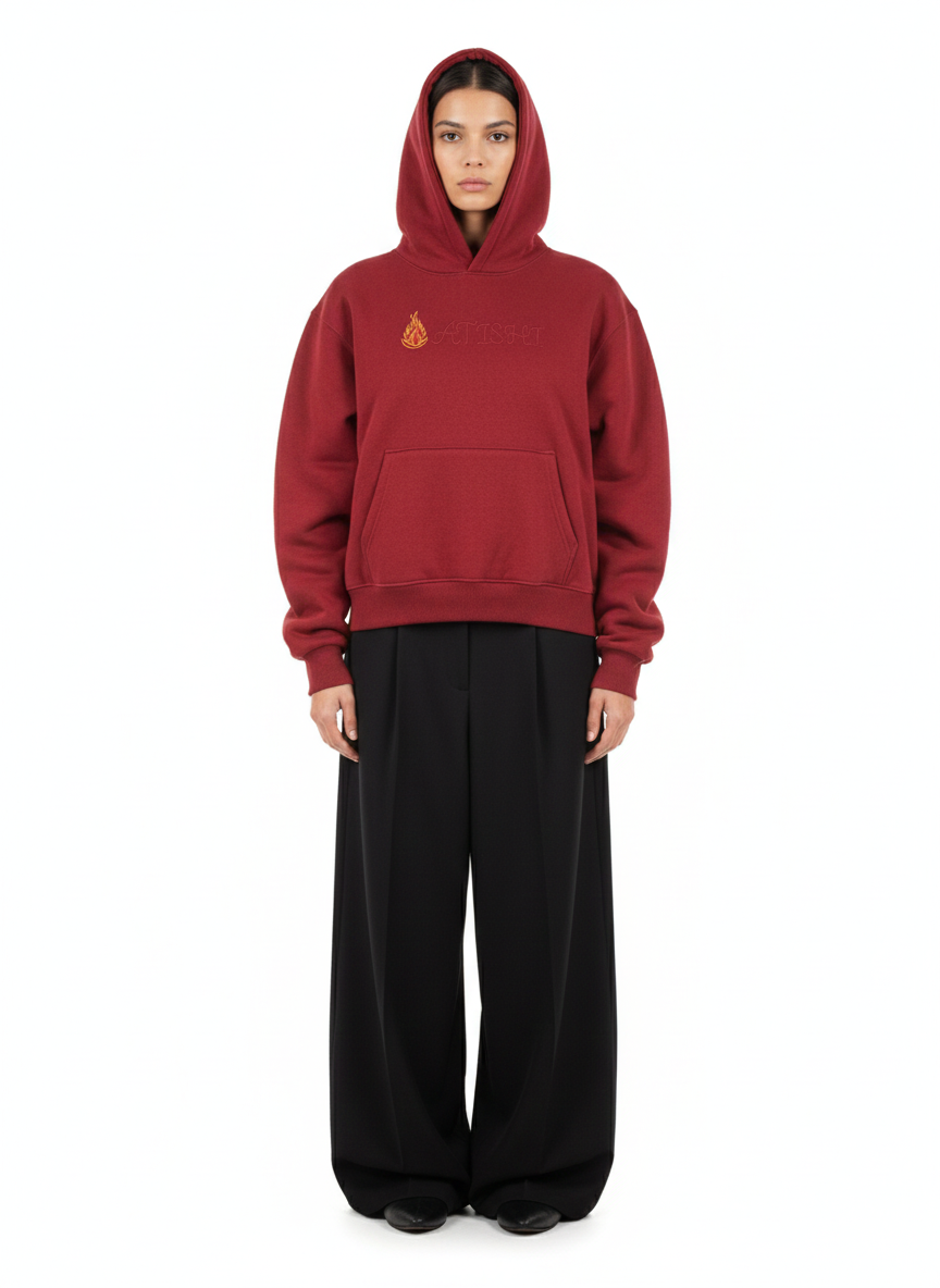 Premium Burgundy with Flame Embroidery