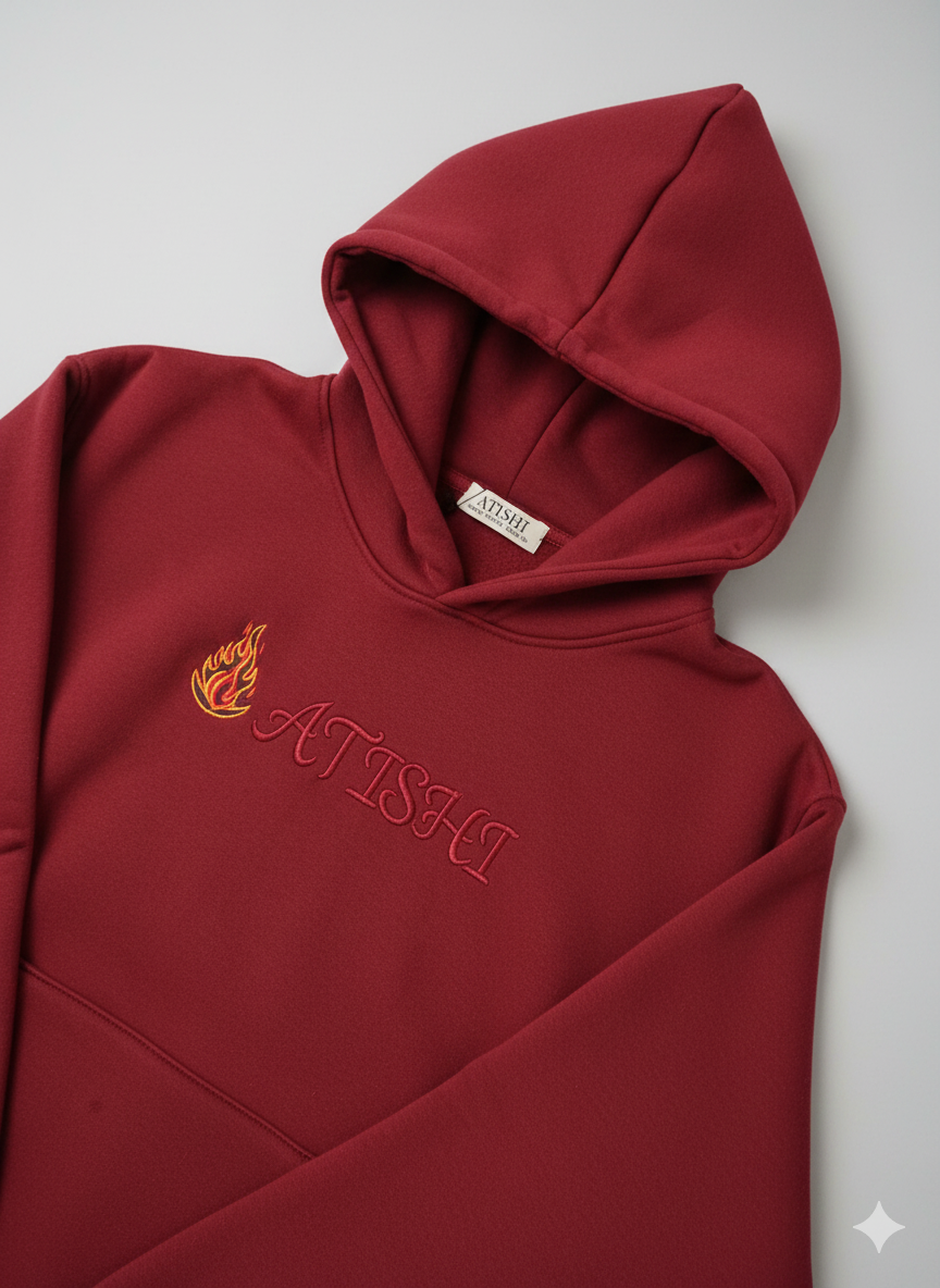 Premium Burgundy with Flame Embroidery