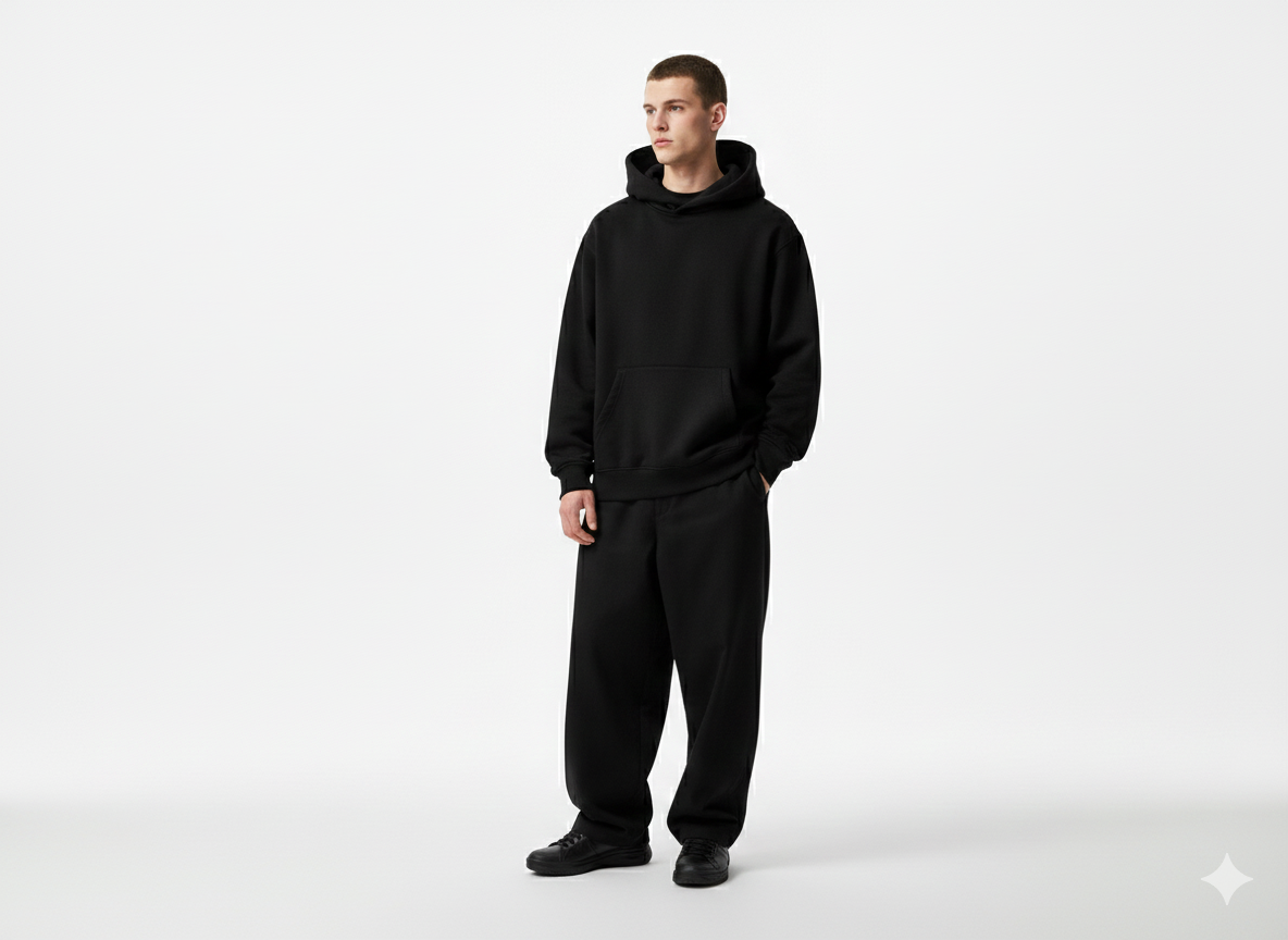 The Core Black Minimalist Hoodie
