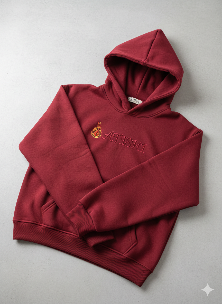 Premium Burgundy with Flame Embroidery